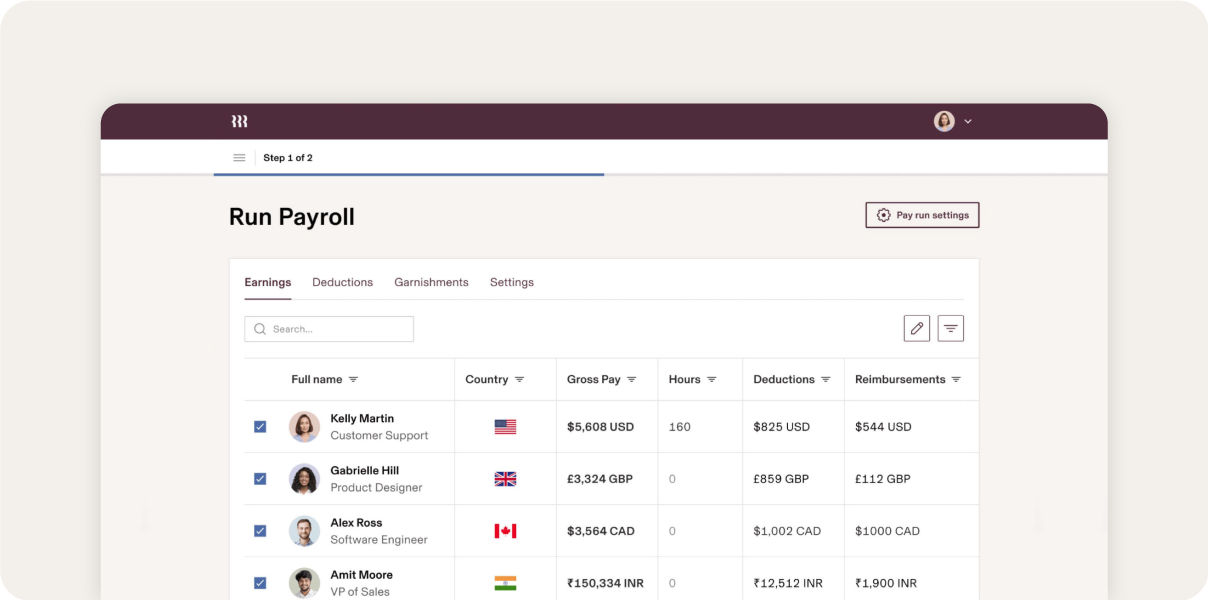 Rippling payroll dashboard