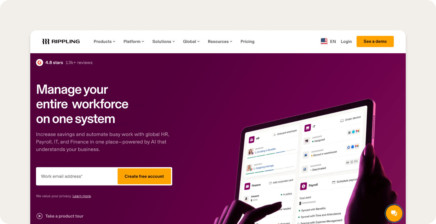 Rippling homepage