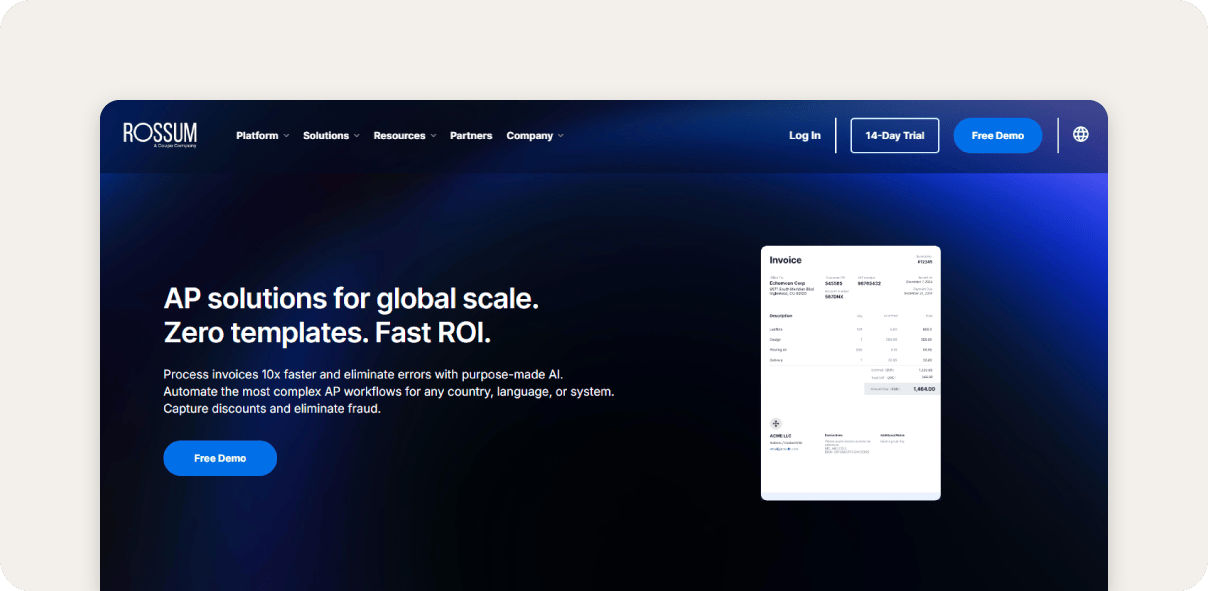 Rossum invoice capture software.