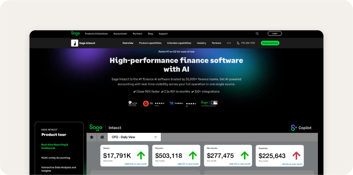 Sage Intacct screenshot.