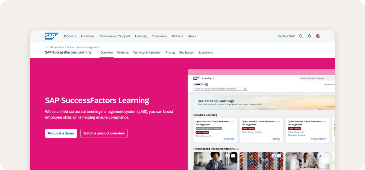 SAP SuccessFactors Learning screenshot.