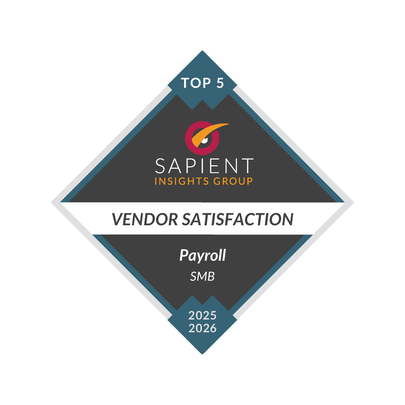 Sapient Top 5 Payroll Vendor Satisfaction-SMB 2025-2026