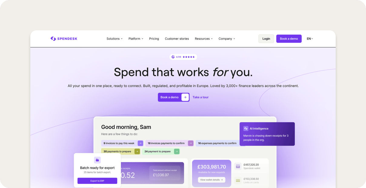 Spendesk's spend management software.
