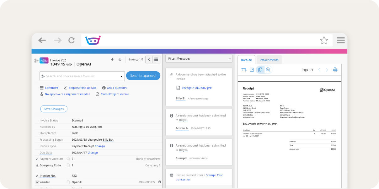 Screenshot of the Stampli platform