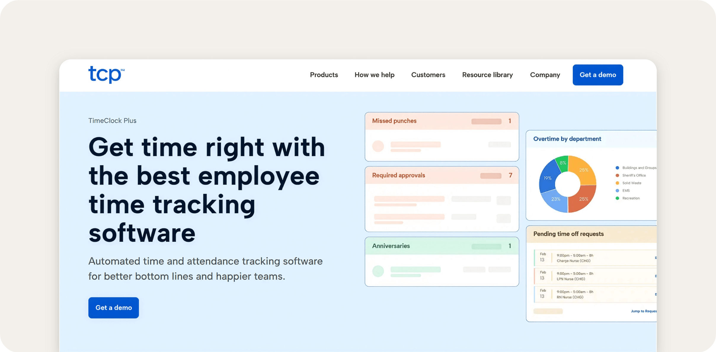 TimeClock Plus homepage