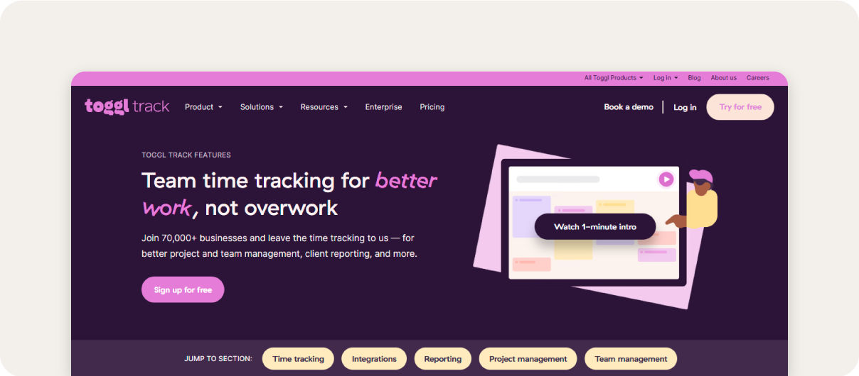 Toggl Track homepage