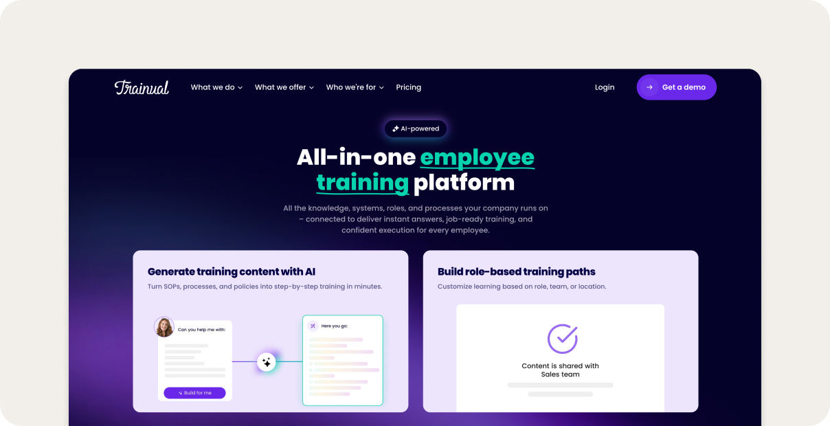 Trainual homepage.