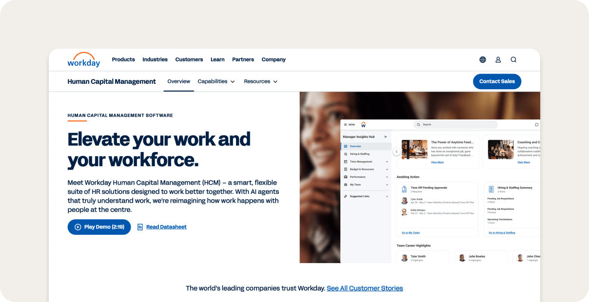Workday HCM homepage