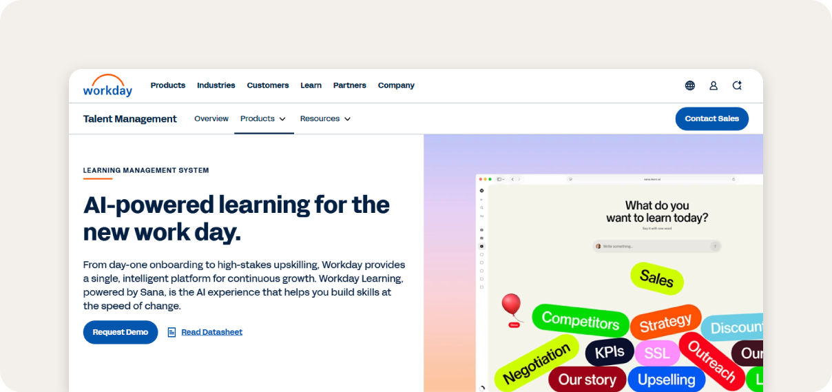 Workday Learning screenshot.
