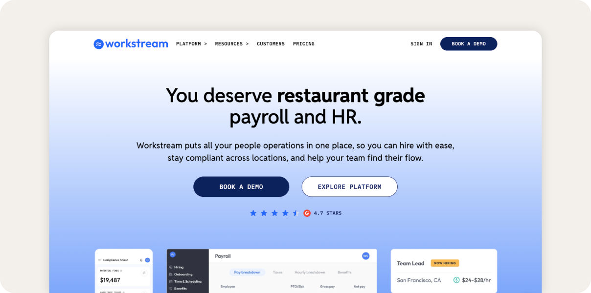 Workstream screenshot of platform