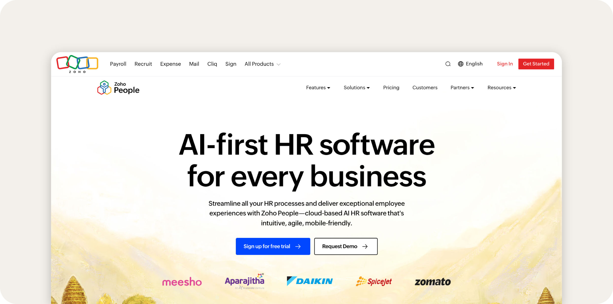 Zoho People screenshot.