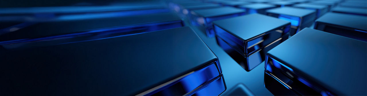 Abstract blue blocks representing private credit investment activity