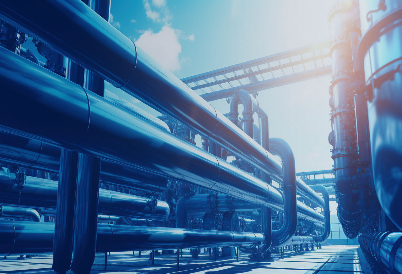 Large oil pipeline and gas pipeline in the process of oil refining and the movement of oil and gas