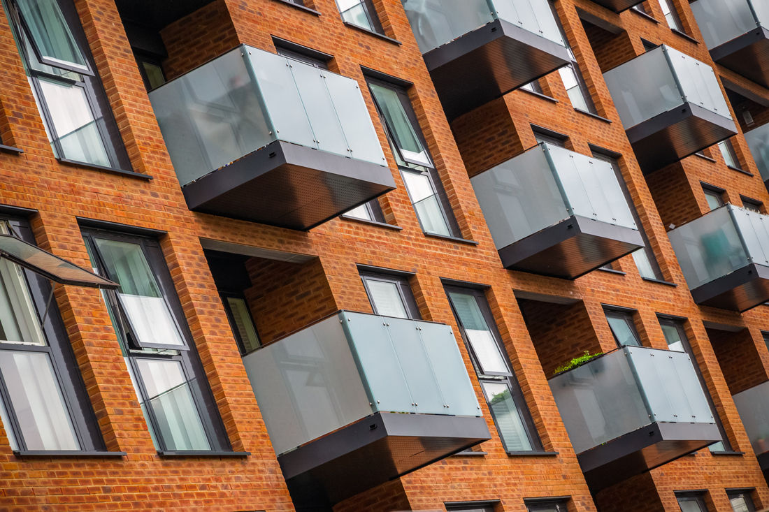 Modern mansion block around Hackney in London