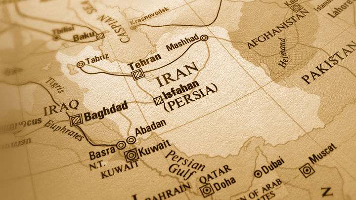 Map featuring Iran.