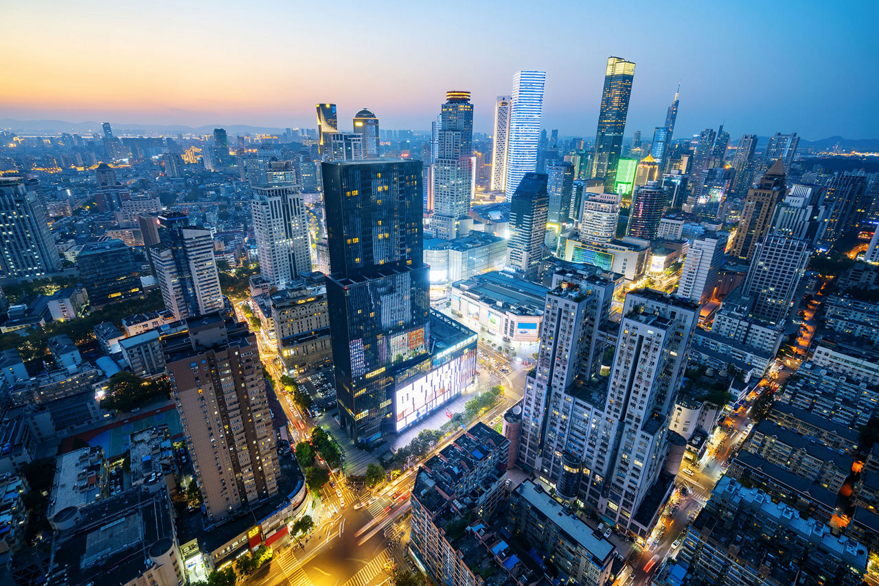 Night view city scenery Nanjing, Jiangsu, China