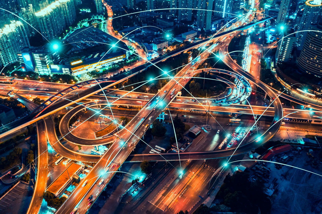Road Intersection, Cloud Computing, Technology, Traffic Jam, Chinese Currency,Big Data, Connection, Internet of Things