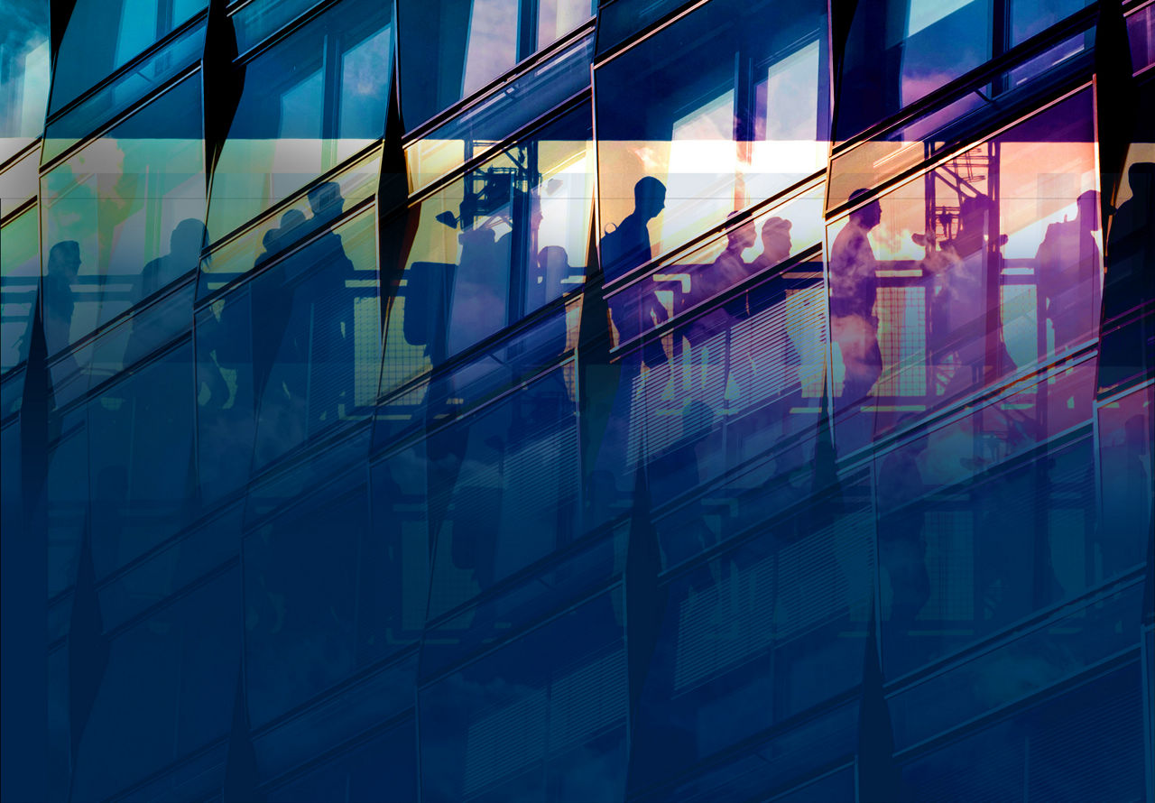 people and city double exposure - abstract business concept  -