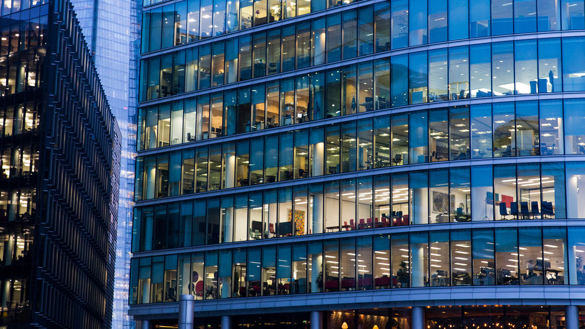 Business and finance background of building closeups. 