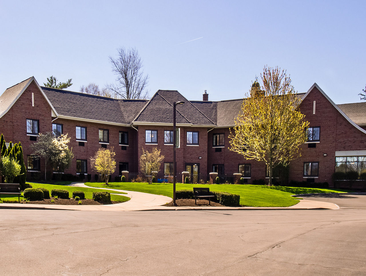 Retirement and assisted living facility on a beautiful spring day