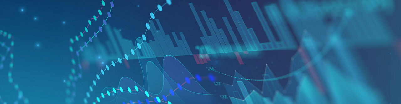 Abstract financial market charts and data visualizations