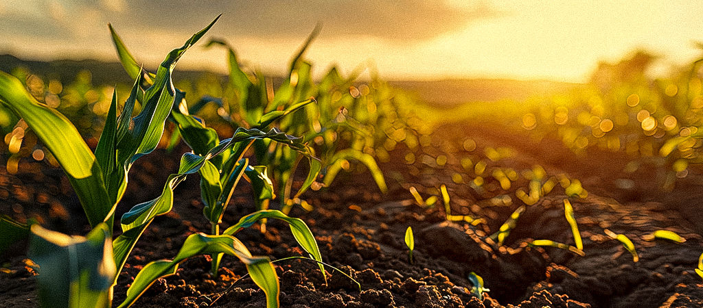 Planta de milho com pulgão nas folhas