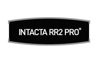 Logotipo da tecnologia Intacta, escrito em branca em um fundo preto.