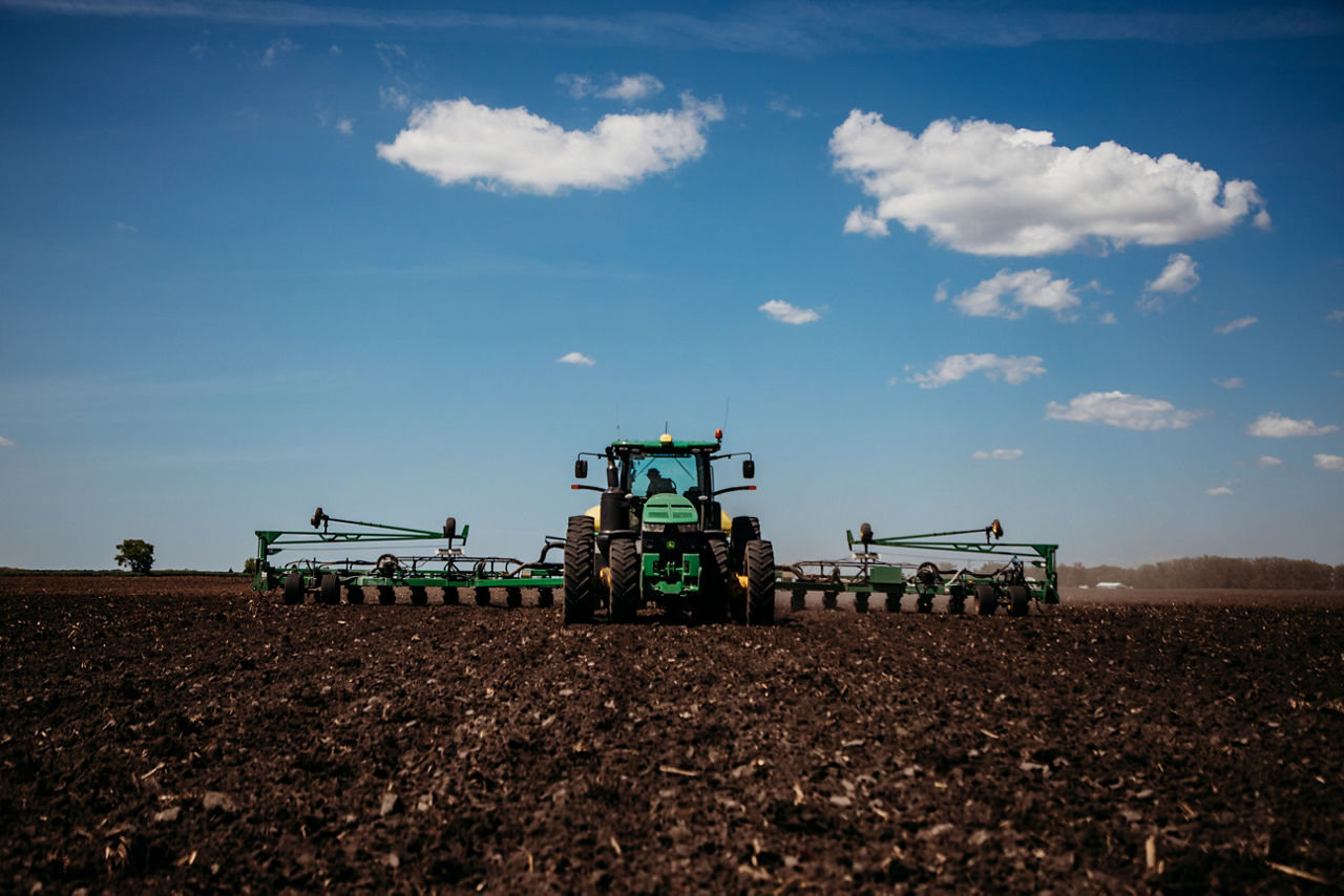 Planter in field - ground view