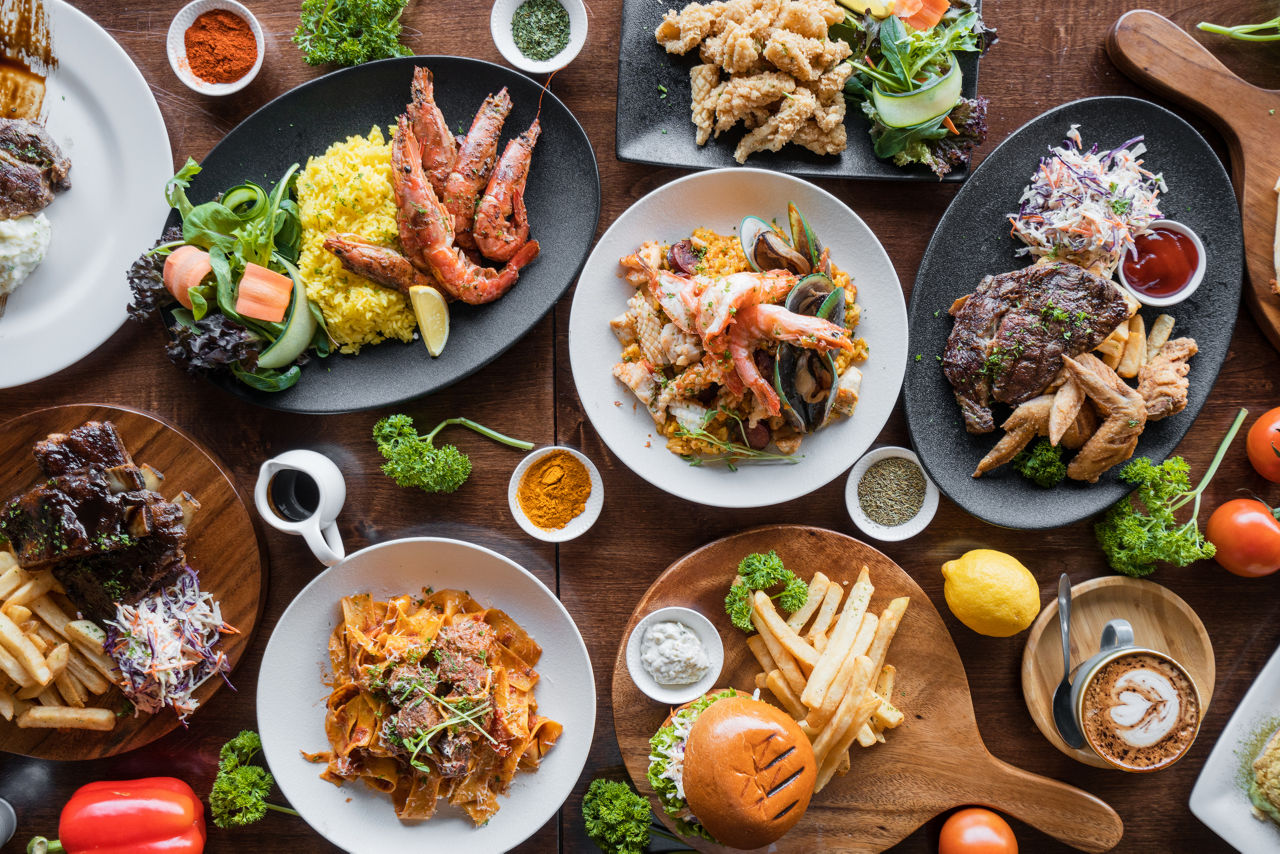 table spread of food