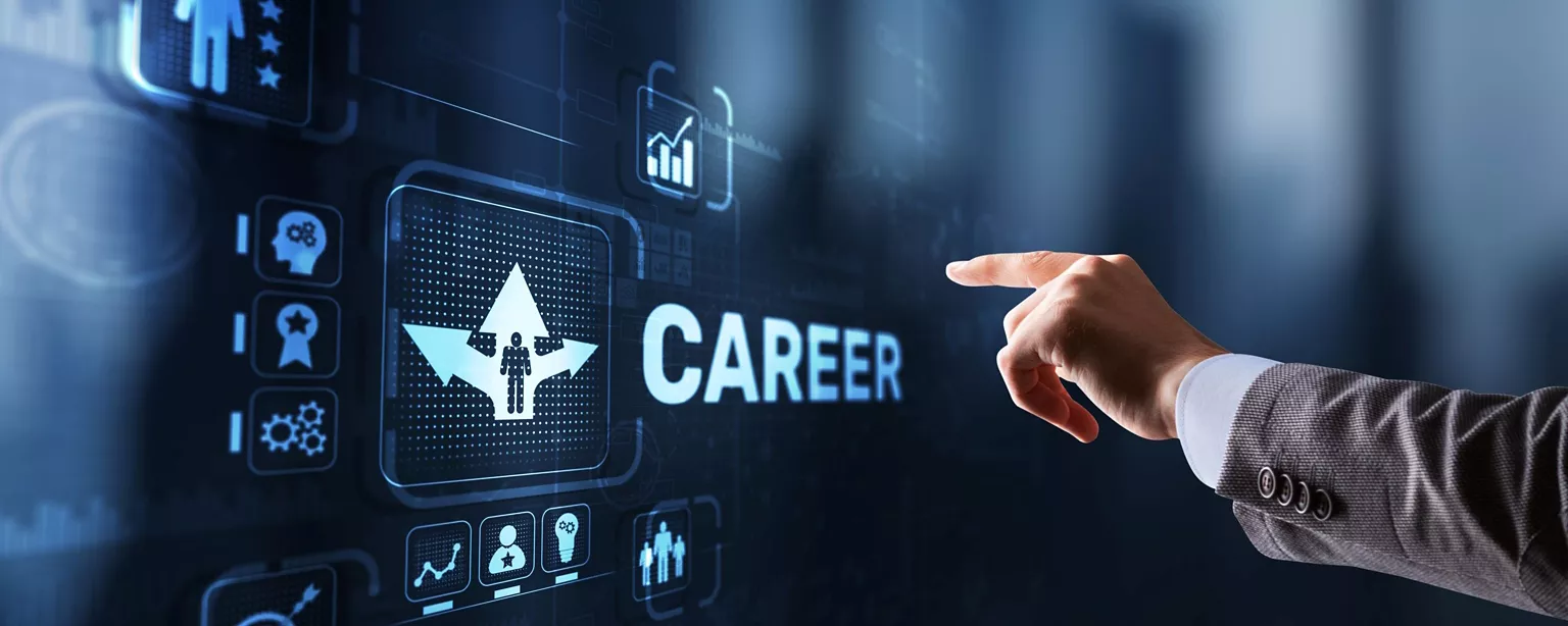 career development and one hand pointing