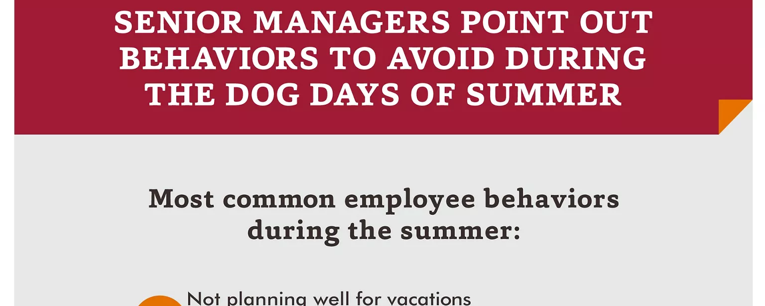 An infographic of summer behaviors to avoid, according to senior managers