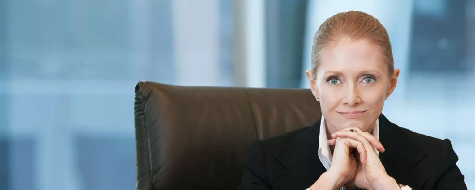 Female executive sitting at desk