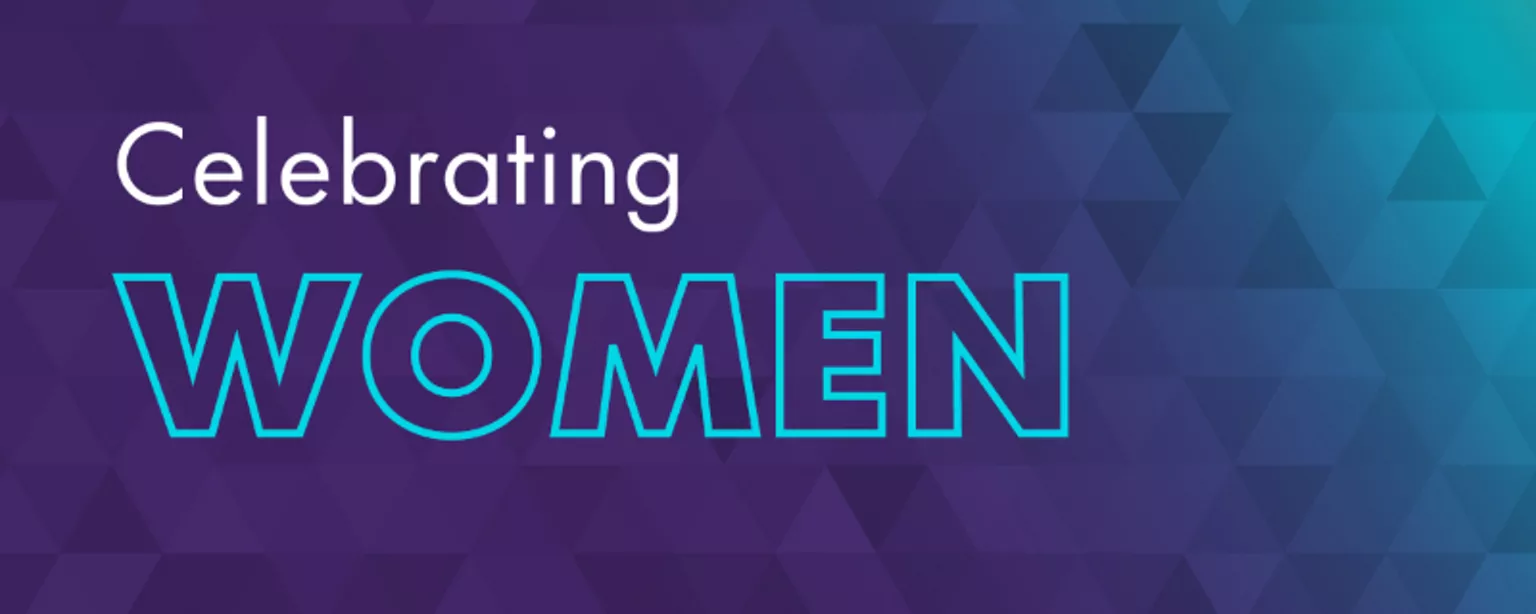 The phrase "Celebrating Women" is set against a blue and purple background; the logos for Robert Half and Protiviti are also shown.