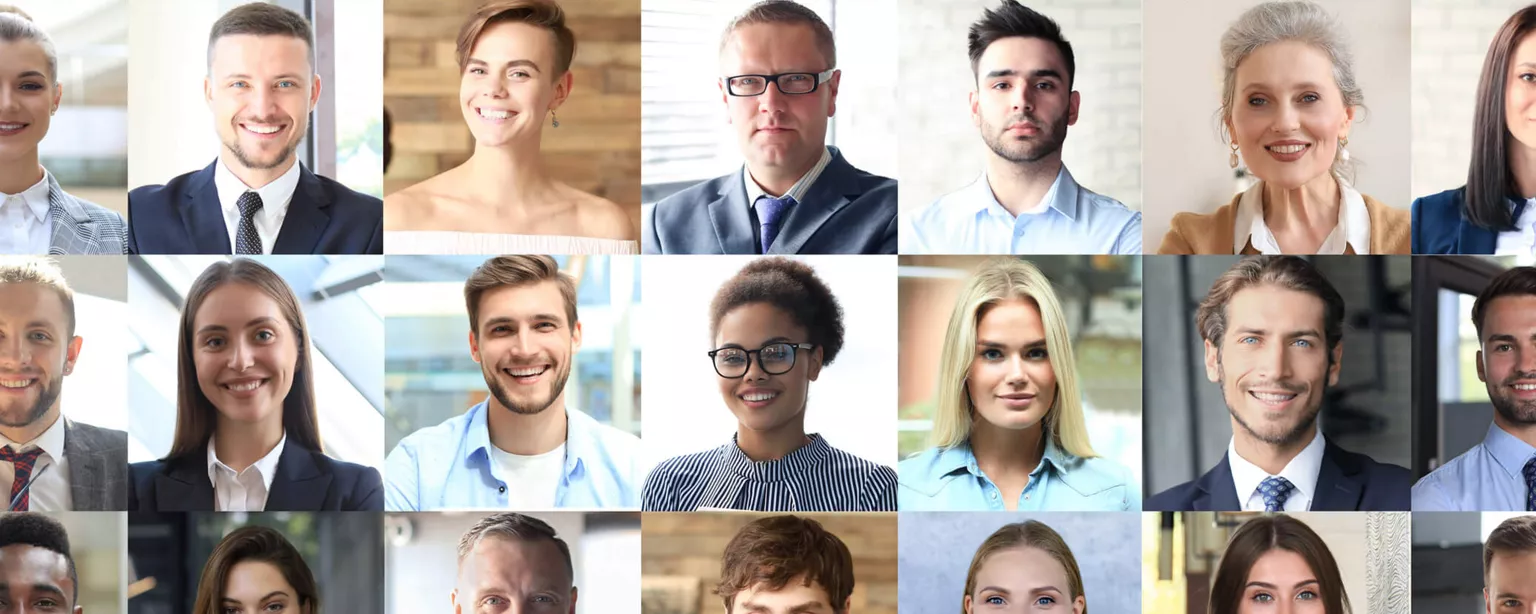 10 Tips for DEI Program Management and Hiring Strategies — collage of headshots showing diversity