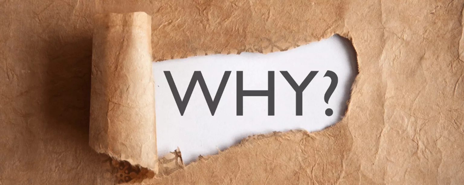Auf dem Papier steht das Wort "Why".