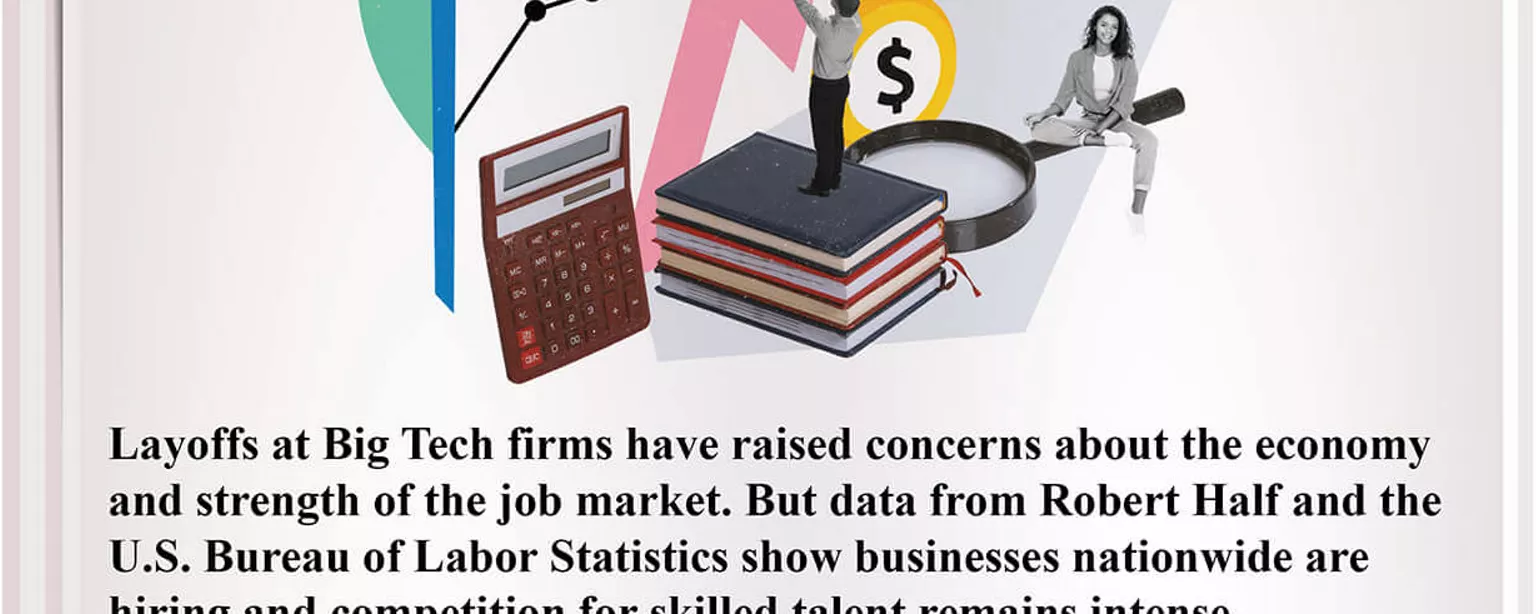 Infographic showing employment data and statistics for the technology industry