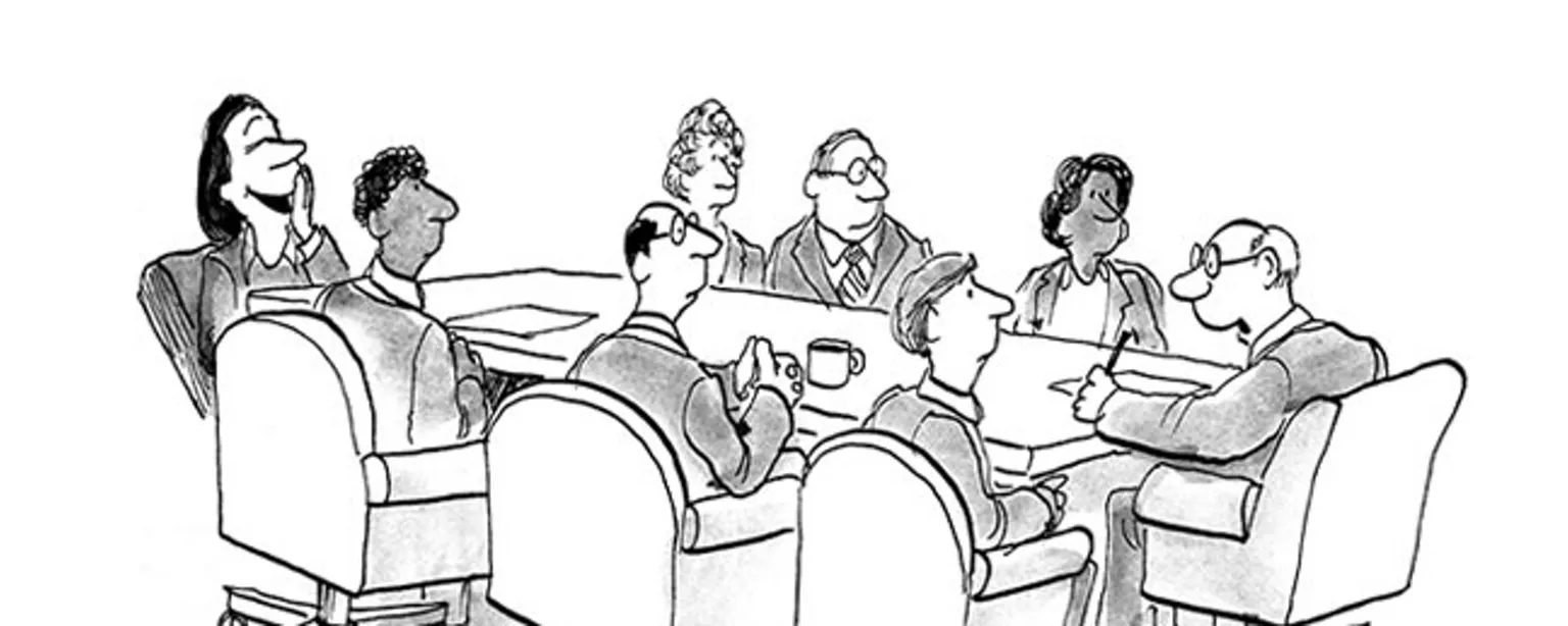 Accountant humor: Cartoon of man saying to full table: "Why don't more of you appreciate my wry sense of humor?"
