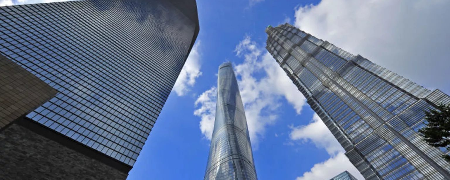 Three high-rise buildings in a city