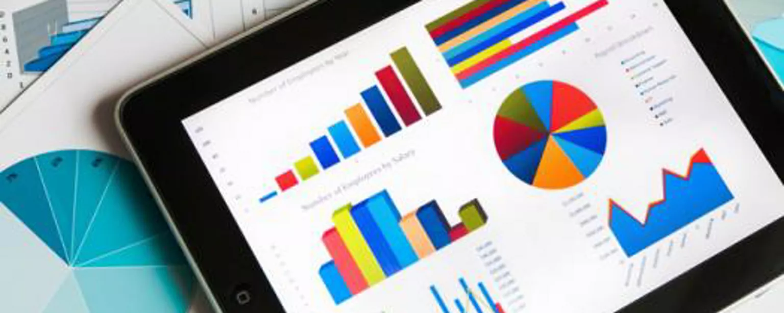 tablet showing multiple colorful graphs