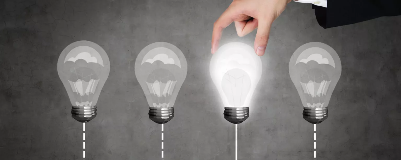 Illustration of four lightbulbs.