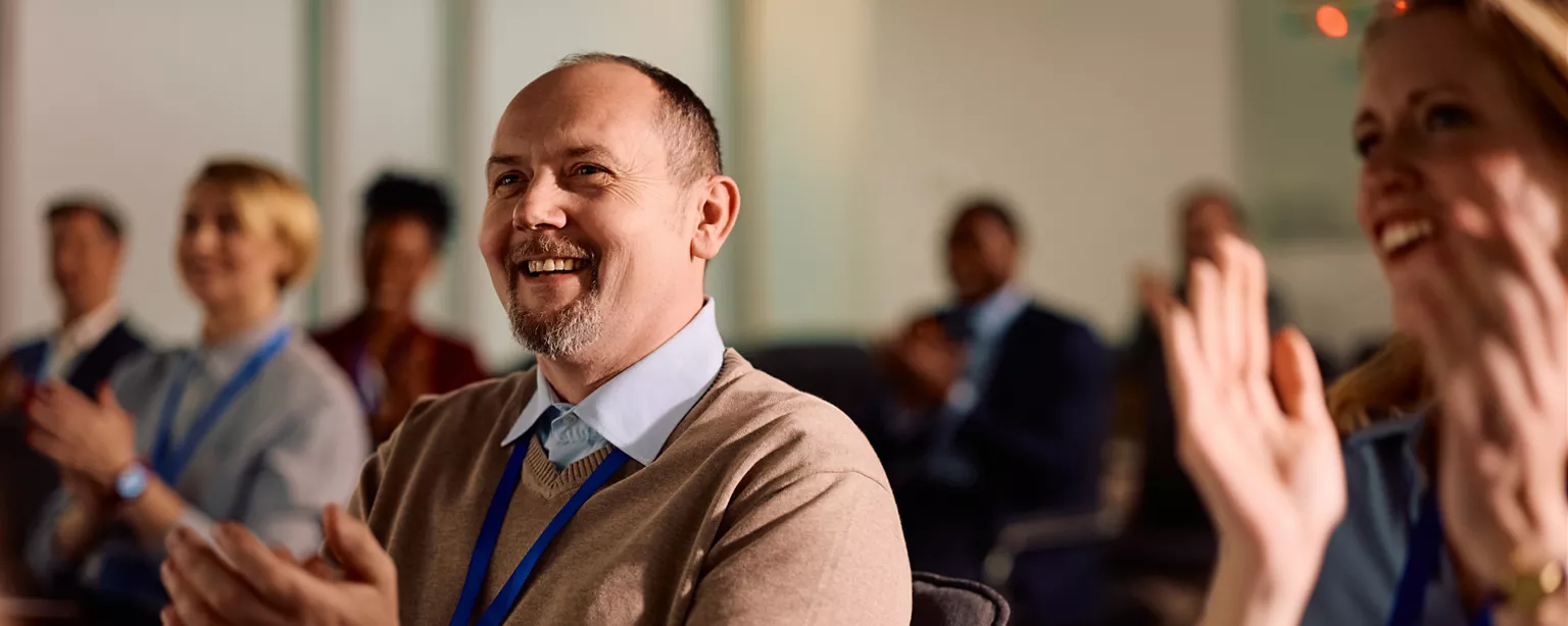 man in professional development training