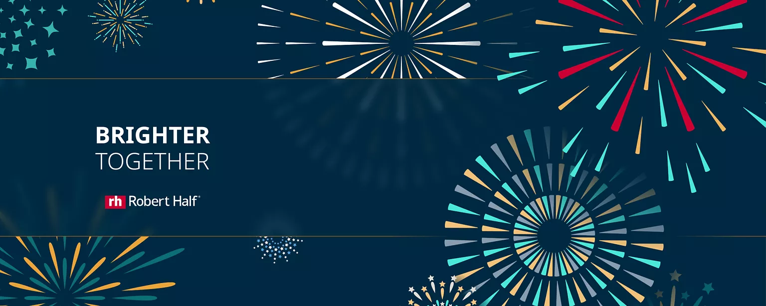 banner graphic image of fireworks with the text brighter together