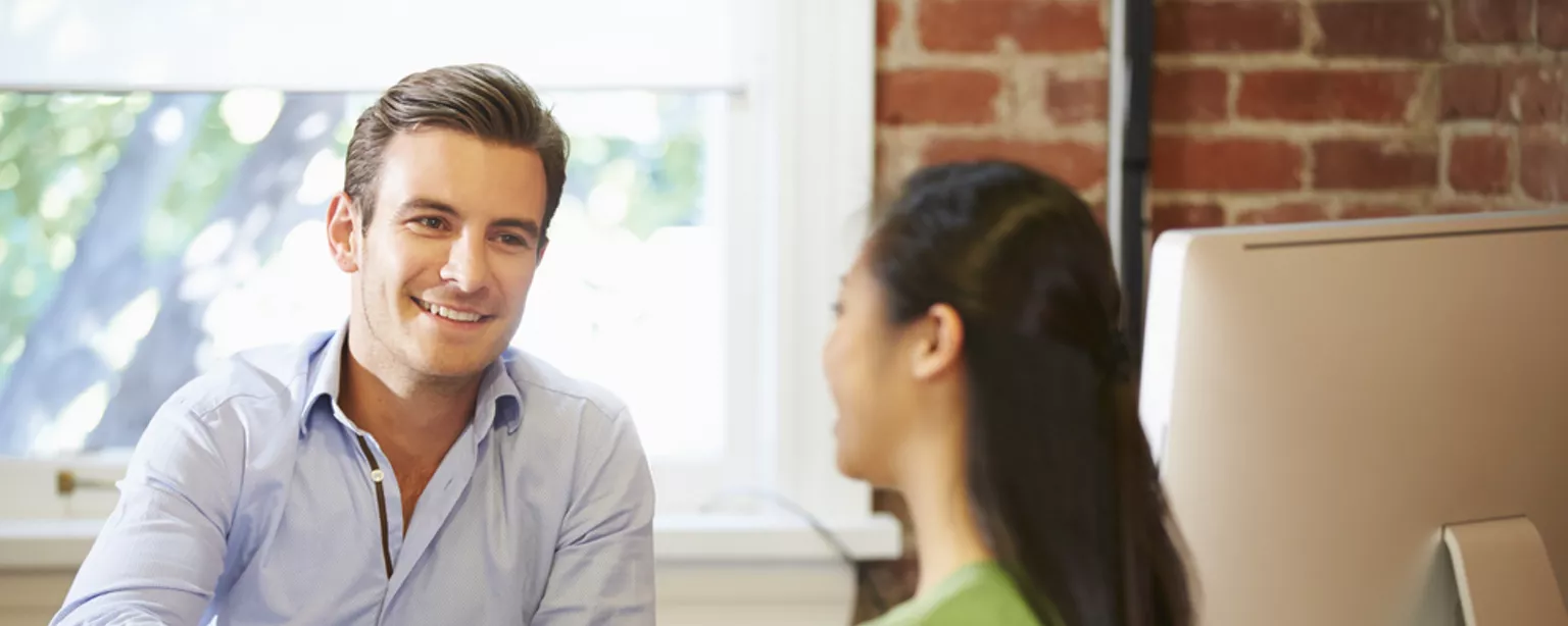 A first-time manager puts the job interview tips he learned to good use as he meets with a candidate