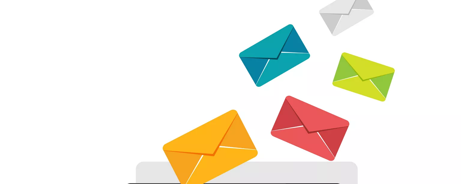 An animation of someone sending an email from their desk