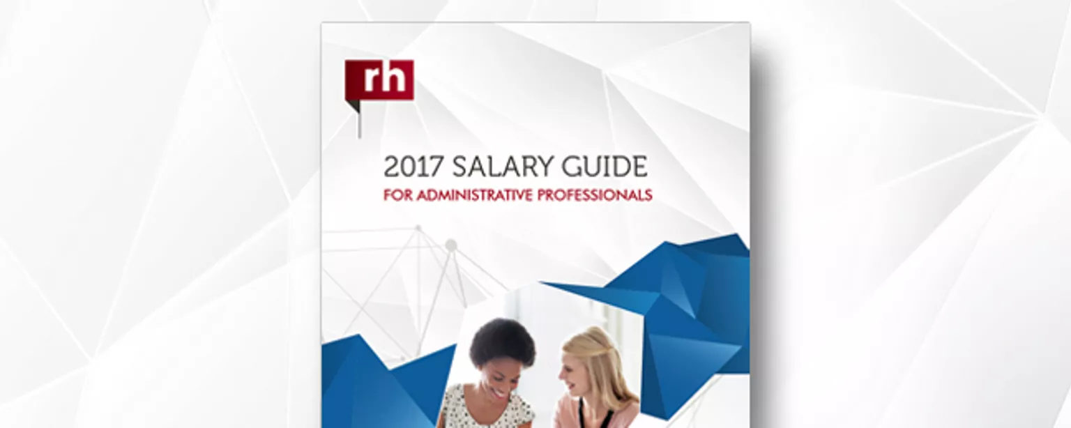 The cover of the OfficeTeam Salary Guide with two administrative professionals.