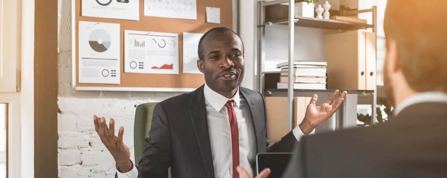 A project manager answering interview questions