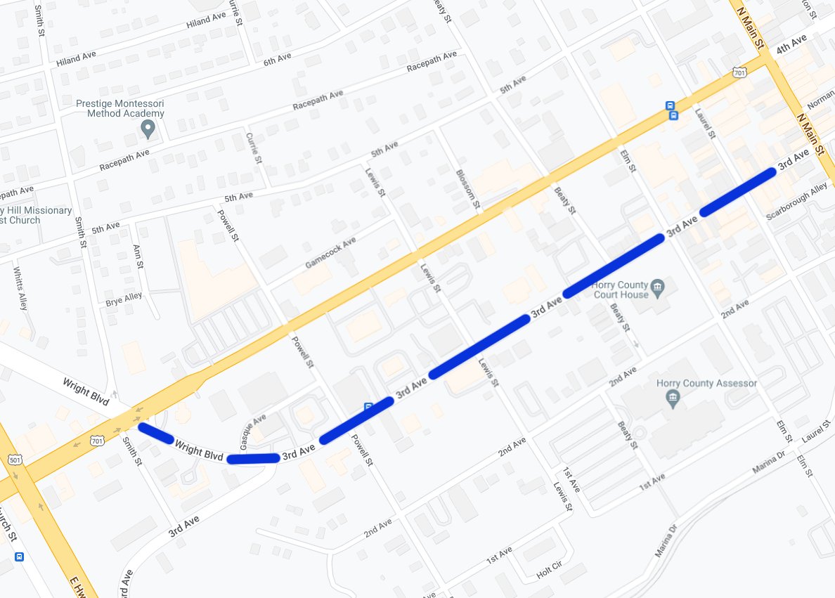 3rd Avenue Map with work area marked