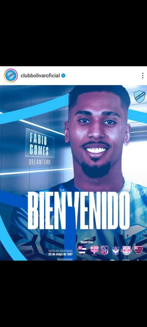 Atacante Fábio Gomes foi anunciado oficialmente como novo reforço do Bolívar