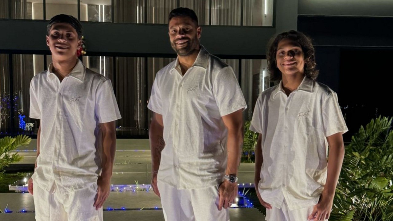 Hulk e os seus dois filhos que fazem aniversário neste sábado (20 de julho)