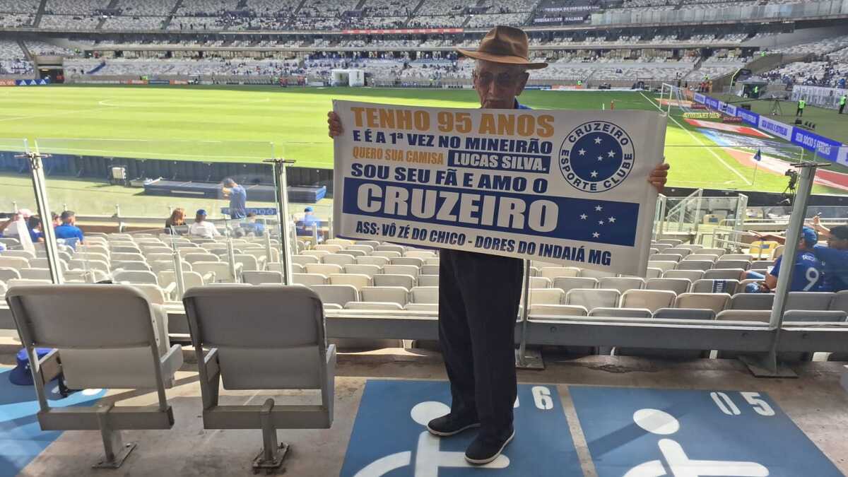 José Francisco dos Santos tem 95 anos e vai ver um jogo do Cruzeiro presencialmente pela primeira vez